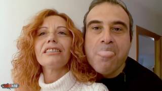 Cougar redhead stripping naked