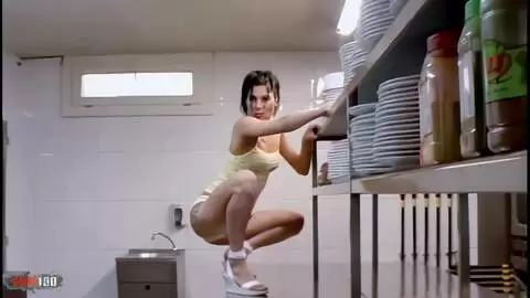 Lovely brunette Barbara Nux removing clothes in the kitchen  photo 01