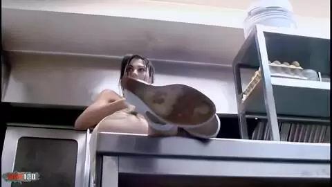 Lovely brunette Barbara Nux removing clothes in the kitchen  photo 07