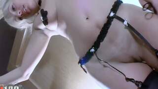 Blonde removing her clothes 