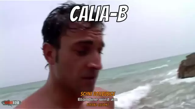Schöne vollbusige Blondine wird am Strand gefickt