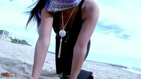 Arabian removing her clothes at the beach photo 04