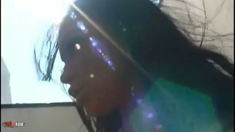 Kristina posing outside on the terasse photo 12