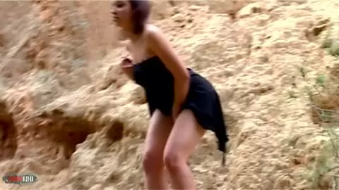 Pretty petite Krystal doing a hot striptease in the woods  photo 04