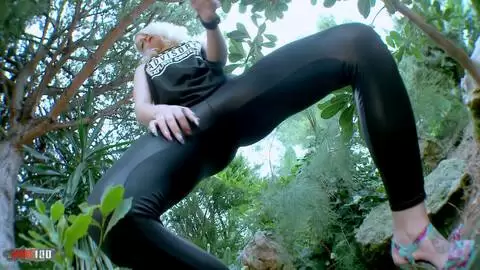 Teen blonde having fun in the jungle photo 03