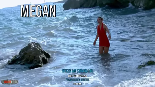 Ficken am Strand mit der köstlichen französischen Brünette Megan