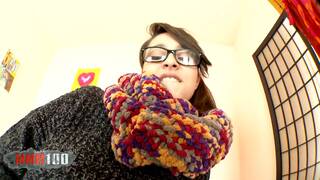 Chubby latina teen in leggings