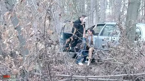 Analer Autofick im Wald mit der schönen Nataly Lancaster photo 02