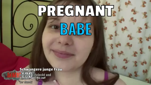 Schwangere junge Frau eingeoelt, geleckt und gefickt, Sperma auf der Muschi